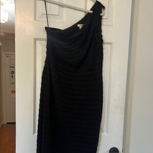 London Times Chic Black One-Shoulder Dress